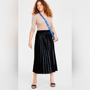 ON 34th Black Velvet Pleated Skirt